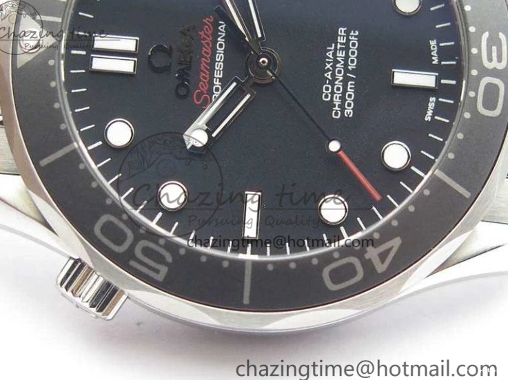 0816 Flexible Seamaster 300M SS OMF 1:1 Best Edition Black Dial Matt Black Ceramic Bezel On SS Bracelet A 8147